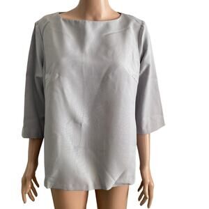 Laura Bettini Blouse Womens XL Gray 3/4 Sleeve Back Zip